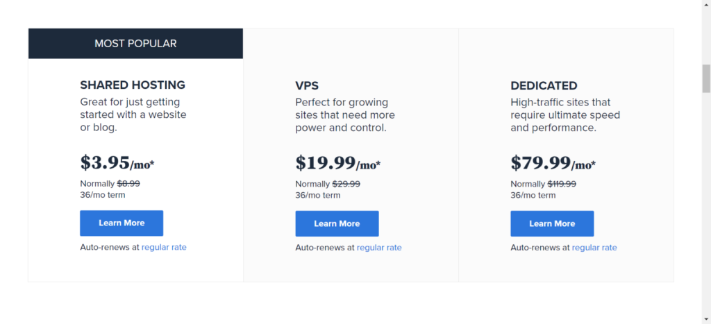Key features and services of BlueHost

Pricing and plans for BlueHost